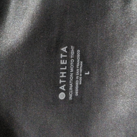 SOLD Athleta Inclination Moto Tights sz L Gleam Black Metallic Shimmer Leggings - Picture 7 of 8